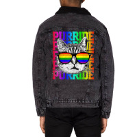 Purride Shirt Funny Cat Gay Pride Lgbtq Rainbow Flag Gift Unisex Sherpa-lined Denim Jacket | Artistshot