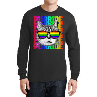 Purride Shirt Funny Cat Gay Pride Lgbtq Rainbow Flag Gift Long Sleeve Shirts | Artistshot