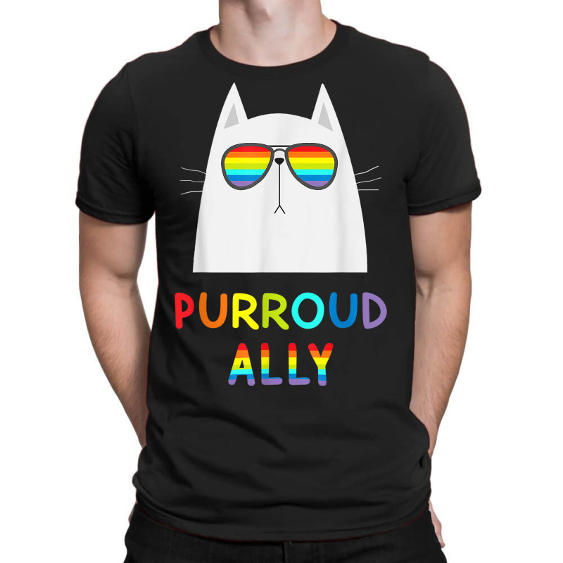 Purroud Ally Rainbow Sunglasses Cat Gay Pride Proud Ally T-shirt | Artistshot