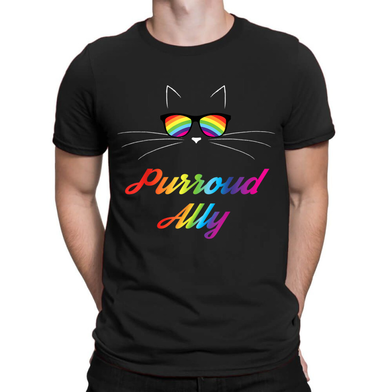 Purroud Ally Rainbow Sunglasses Cat Gay Pride Proud Ally T-shirt | Artistshot