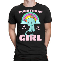 Purrthday Girl  Birthday Kitty Cat Rainbow  Hearts Shirt T-shirt | Artistshot