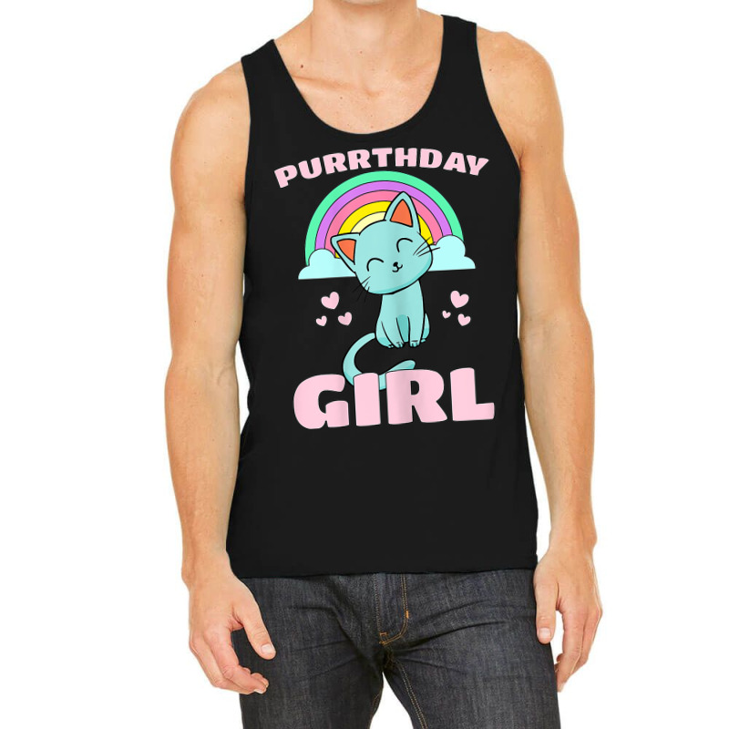 Purrthday Girl  Birthday Kitty Cat Rainbow  Hearts Shirt Tank Top | Artistshot