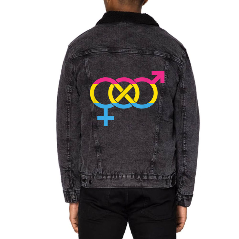 Queer Pansexual Symbol Lgbtq Lgbt Pride Parade Rainbow Shirt Unisex Sherpa-lined Denim Jacket | Artistshot