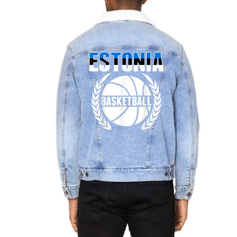 Proud Estonia Basketball Fans Jersey   Estonian Flag Baller T Shirt Unisex Sherpa-lined Denim Jacket | Artistshot