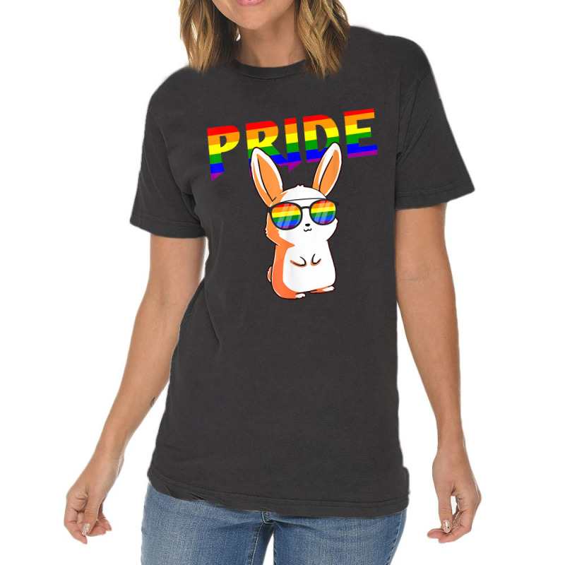 Rabbit Rainbow Flag Sunglasses Gay Pride Lgbt  Gifts Vintage T-shirt | Artistshot