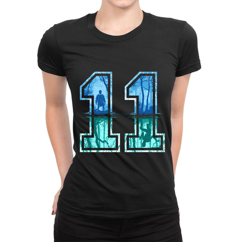 Strange Number 11 (blue) Ladies Fitted T-Shirt by Irene West | Artistshot