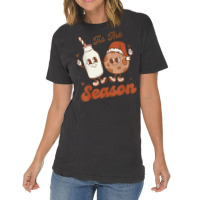 Retro Tis The Season Cookie And Milk Family Christmas T Shirt Vintage T-shirt | Artistshot