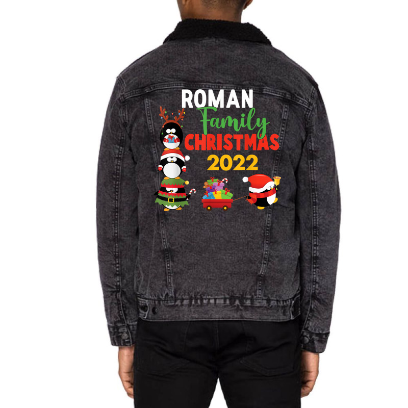 Roman Family Name Gift   Roman Family Christmas T Shirt Unisex Sherpa-lined Denim Jacket | Artistshot