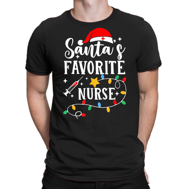 Santa's Favorite Nurse Christmas Lights Pajamas Boys Girls T Shirt T-shirt | Artistshot