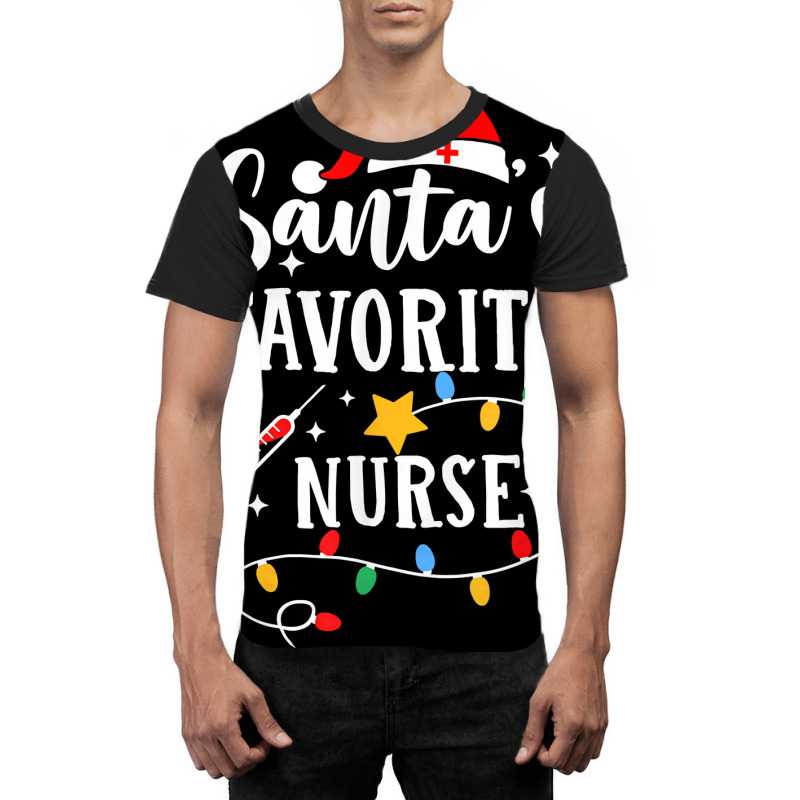 Santa's Favorite Nurse Christmas Lights Pajamas Boys Girls T Shirt Graphic T-shirt | Artistshot