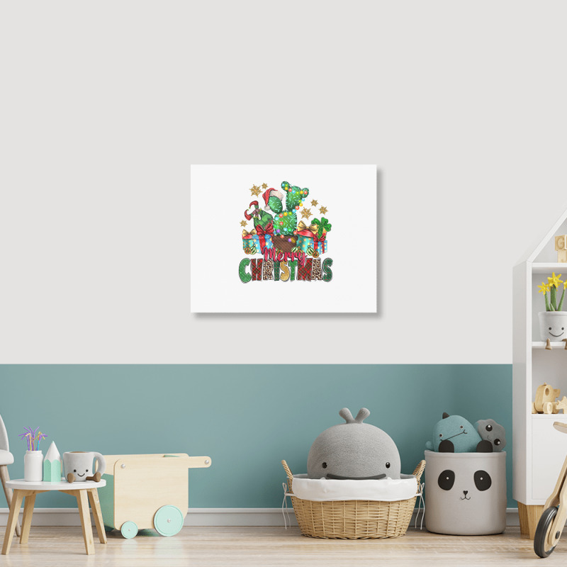 Western Christmas Cactus Leopard Merry Christmas T Shirt Landscape Canvas Print | Artistshot