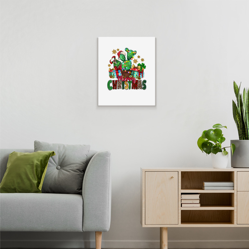 Western Christmas Cactus Leopard Merry Christmas T Shirt Metal Print Vertical | Artistshot