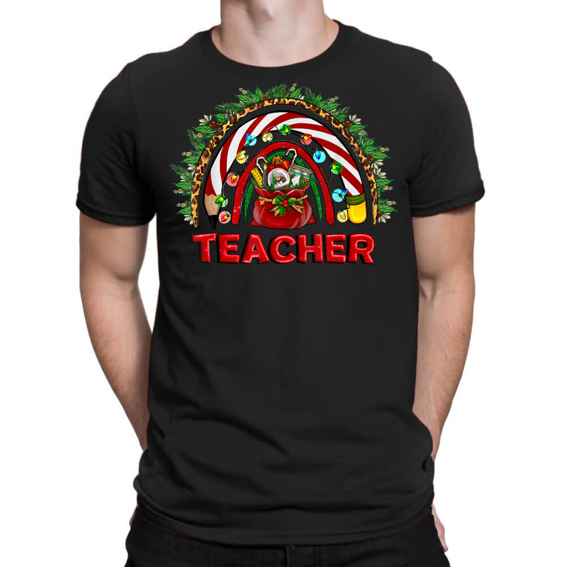 Western Christmas Teacher Funny Xmas Teacher Rainbow T Shirt T-shirt | Artistshot