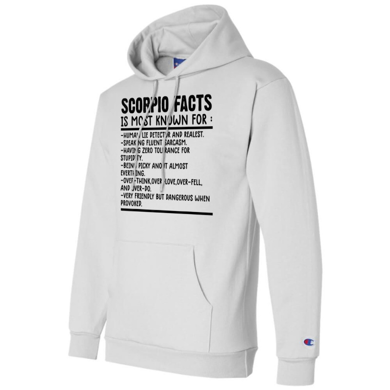 Scorpio Facts Shirt Funny Scorpio Birthday Zodiac Humor T Shirt Champion Hoodie | Artistshot