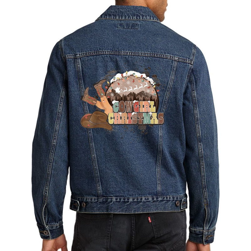 Western Cowboy Boots Cowgirl Merry Christmas T Shirt Men Denim Jacket | Artistshot