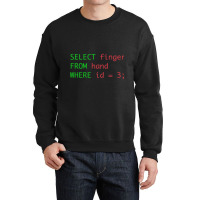 Sql Query Humor Select Finger From Hand Where Id = 3 Crewneck Sweatshirt | Artistshot