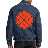 Classic San Francisco Sf Circle Patch Orange Men Denim Jacket | Artistshot