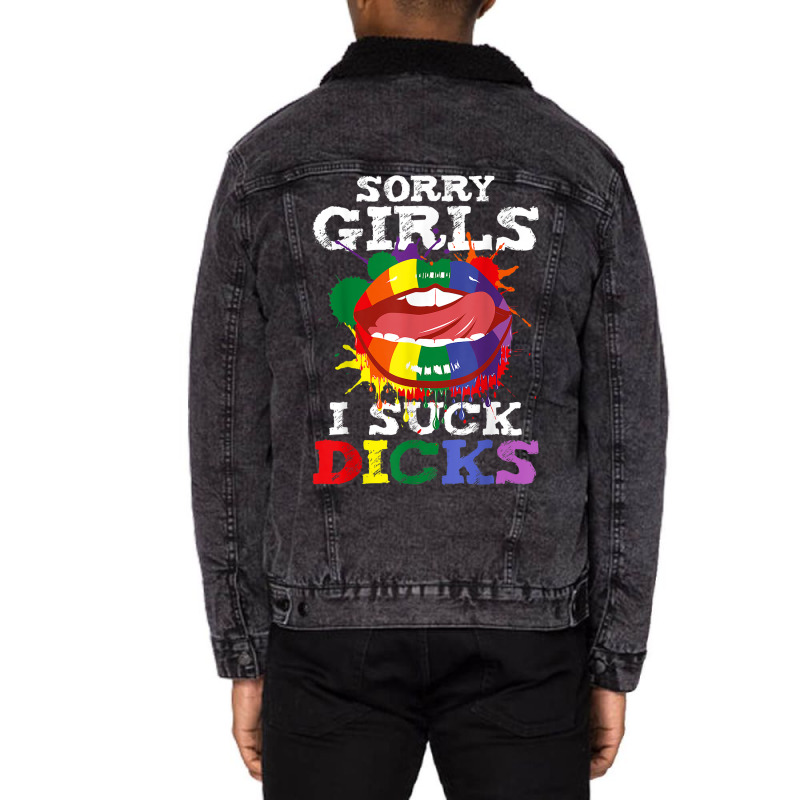 Mens I Suck Dicks Gay Pride Funny Saying Oral Sex Humor Unisex Sherpa-Lined Denim Jacket by ALICIAIMPERIS | Artistshot