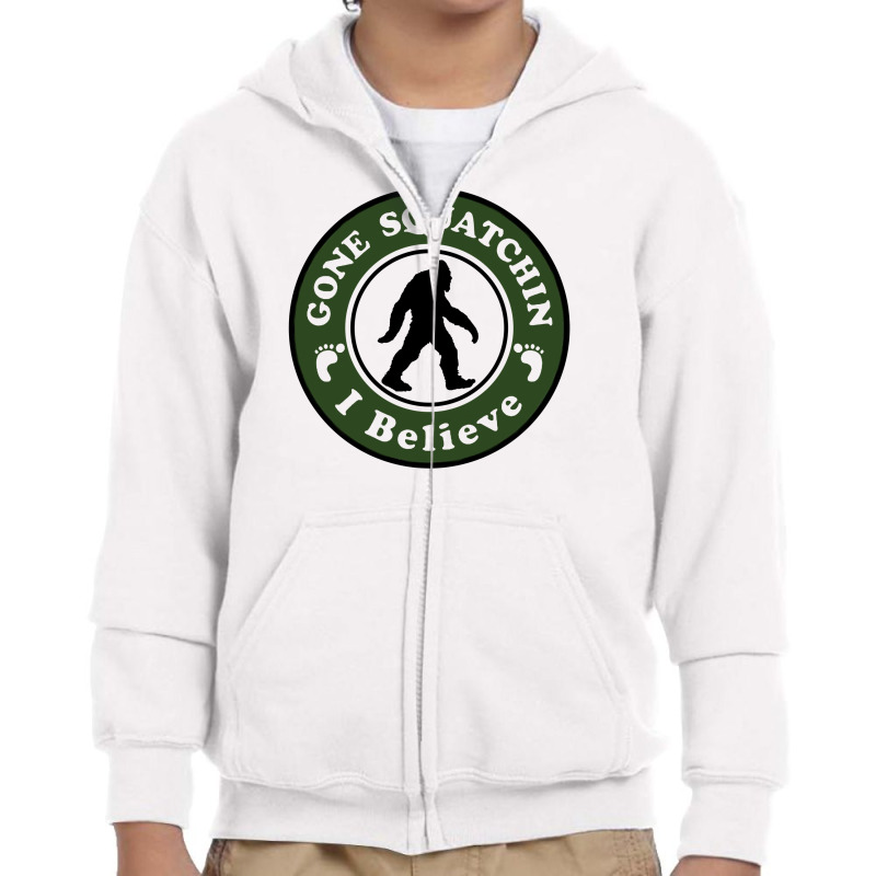 Gone Squatchin I Belive Youth Zipper Hoodie by brendajackson | Artistshot