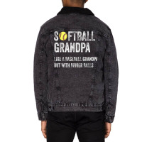 Softball Grandpa Like A Baseball Grandpa With Bigger Balls T Shirt Unisex Sherpa-lined Denim Jacket | Artistshot