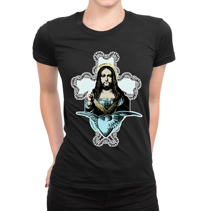 Jesus Christ Of The Winged Heart Ladies Fitted T-Shirt by Mary Hatton | Artistshot