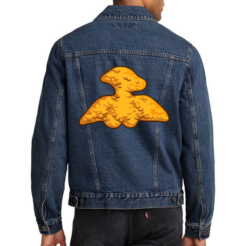 Dino Pterosaur Chicken Nugget Pattern Funny Dino Pterodactyl Men Denim Jacket | Artistshot