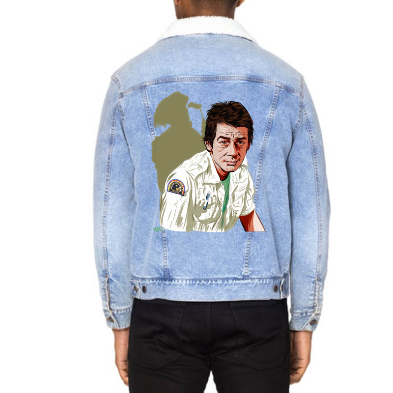 John Hurt - An Illustration By Paul Cemmick Unisex Sherpa-Lined Denim Jacket by Mary Hatton | Artistshot