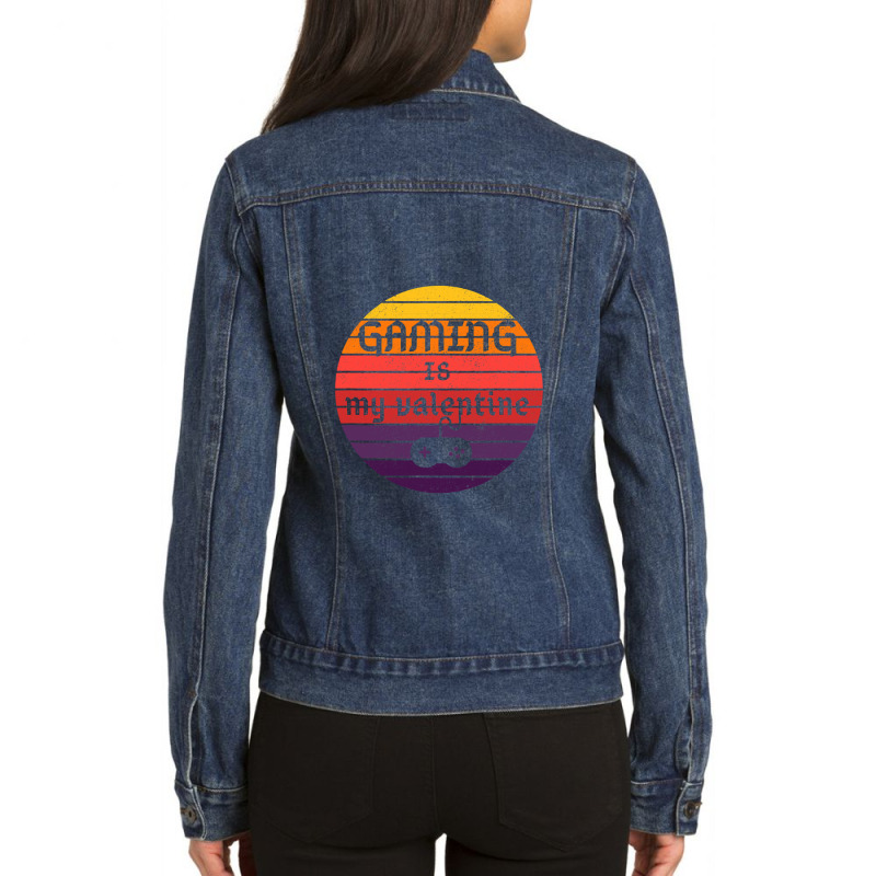 Gaming Is My Valentine Valentines Day Ladies Denim Jacket by LuceroCrystalMurillo | Artistshot