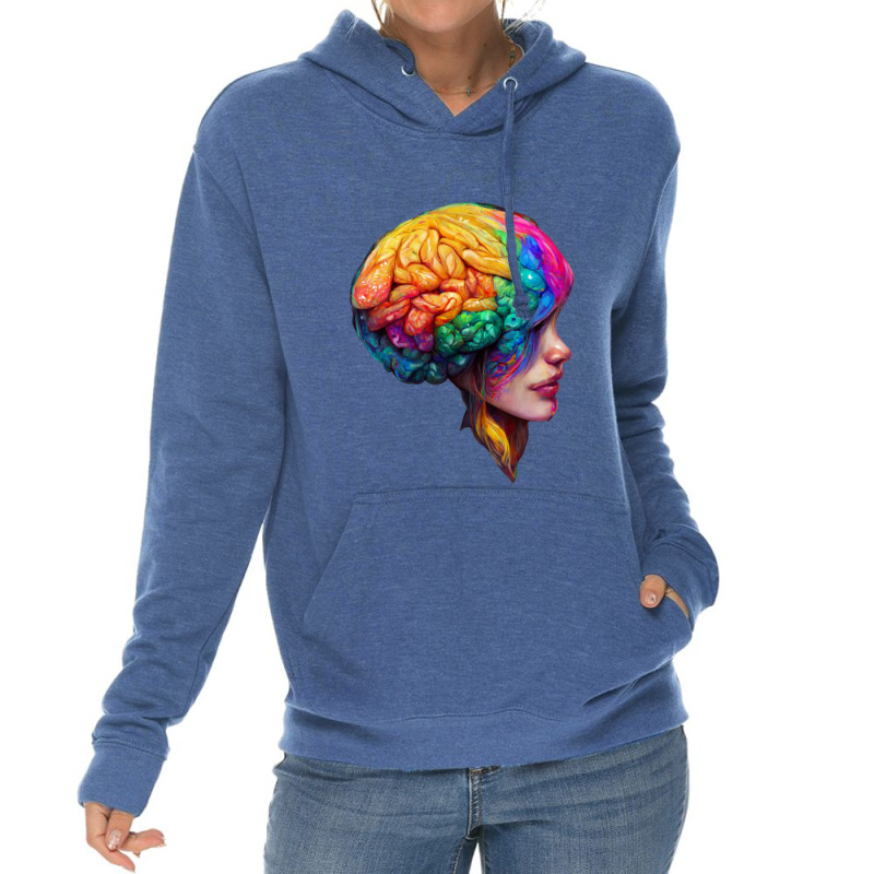 Human With Colourfull Brain Lightweight Hoodie | Artistshot