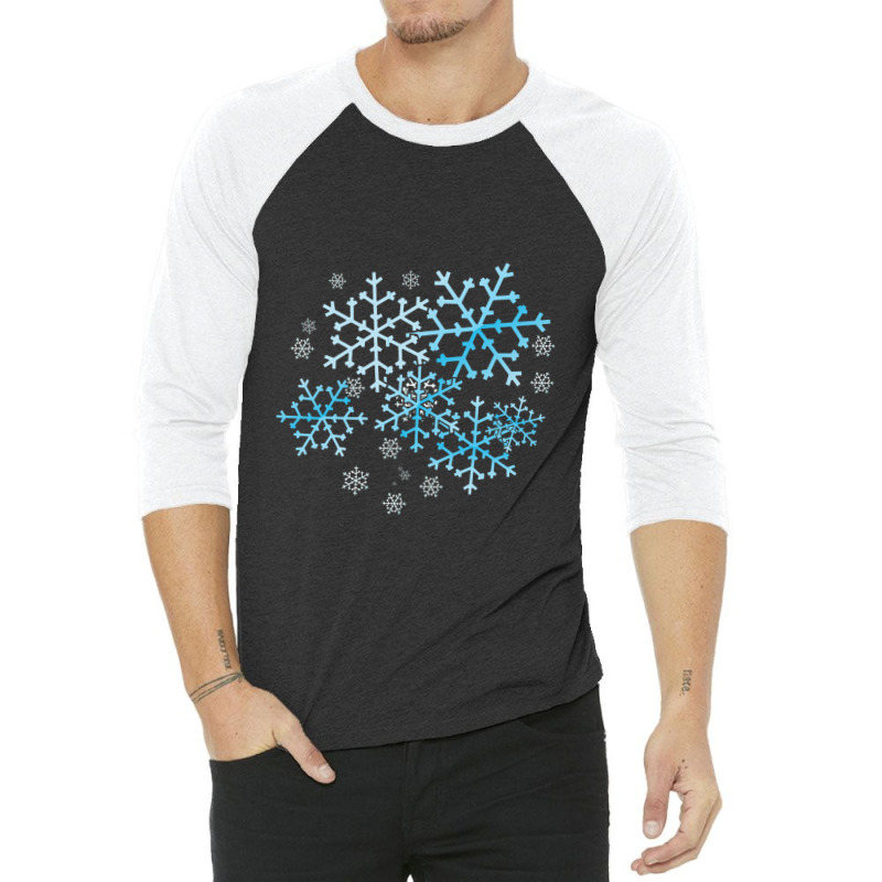 Blue Snowflakes 3/4 Sleeve Shirt | Artistshot