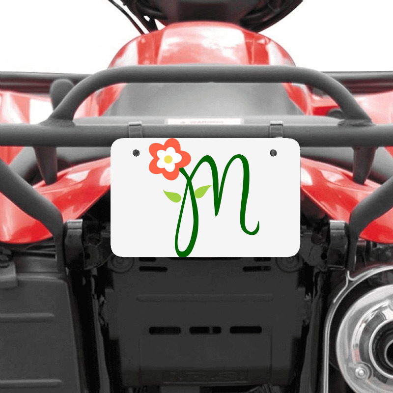 Letter M With Flower Atv License Plate | Artistshot