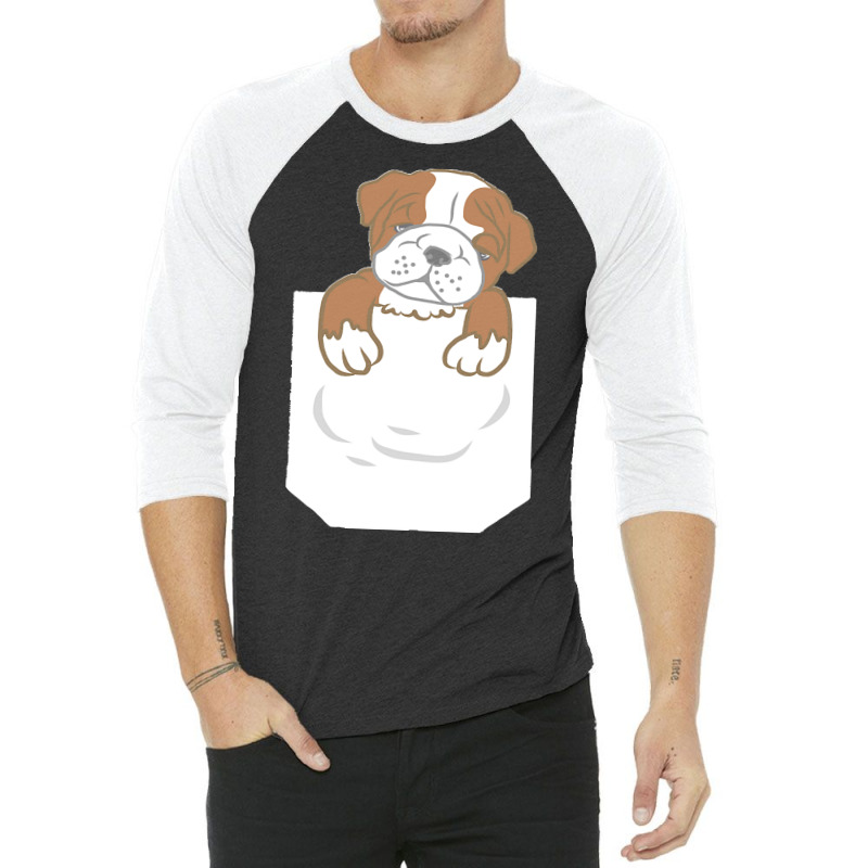 English Bulldog Gift T  Shirt Cute Funny English Bulldog Puppy Pocket 3/4 Sleeve Shirt | Artistshot