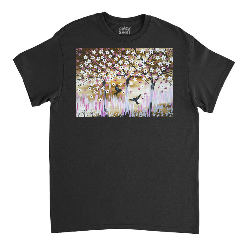 Cherry Blossom T  Shirt White And Brown Classic T-shirt by hiram84349 | Artistshot