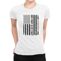 Her Fight American Flag Colorectal Bowel Colon Cancer Awareness Ladies Fitted T-shirt | Artistshot