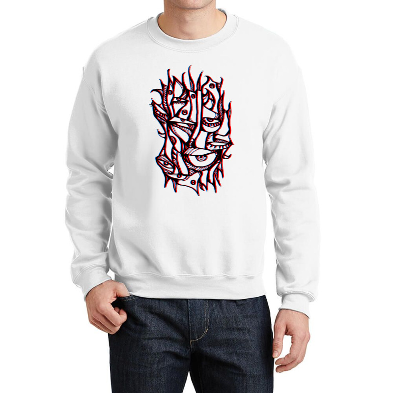 Abstract Lines Surreal Magic Eyes 3d Black Crewneck Sweatshirt by HISHIMUCHILDRESS | Artistshot