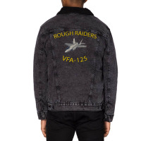 Vfa125 Rough Raiders Strike Fighter Squadron F35 Lightning Unisex Sherpa-lined Denim Jacket | Artistshot