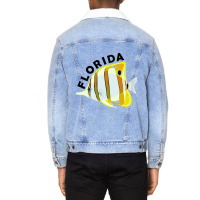 Florida Butterfly Fish, Tropical Coral Marine Animal Unisex Sherpa-lined Denim Jacket | Artistshot