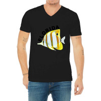 Florida Butterfly Fish, Tropical Coral Marine Animal V-neck Tee | Artistshot