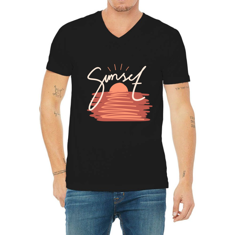 Sunset V-Neck Tee by Words Art | Artistshot