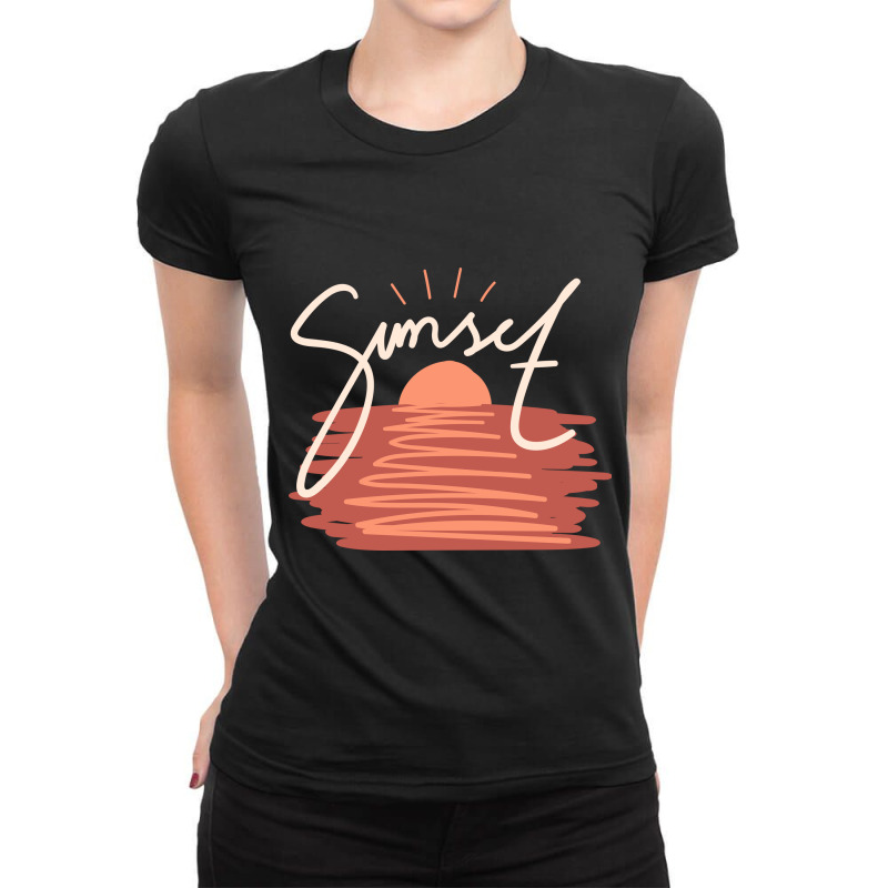 Sunset Ladies Fitted T-Shirt by Words Art | Artistshot