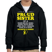 Proud Sister Of An Endometriosis Awareness Warrior Youth Zipper Hoodie | Artistshot