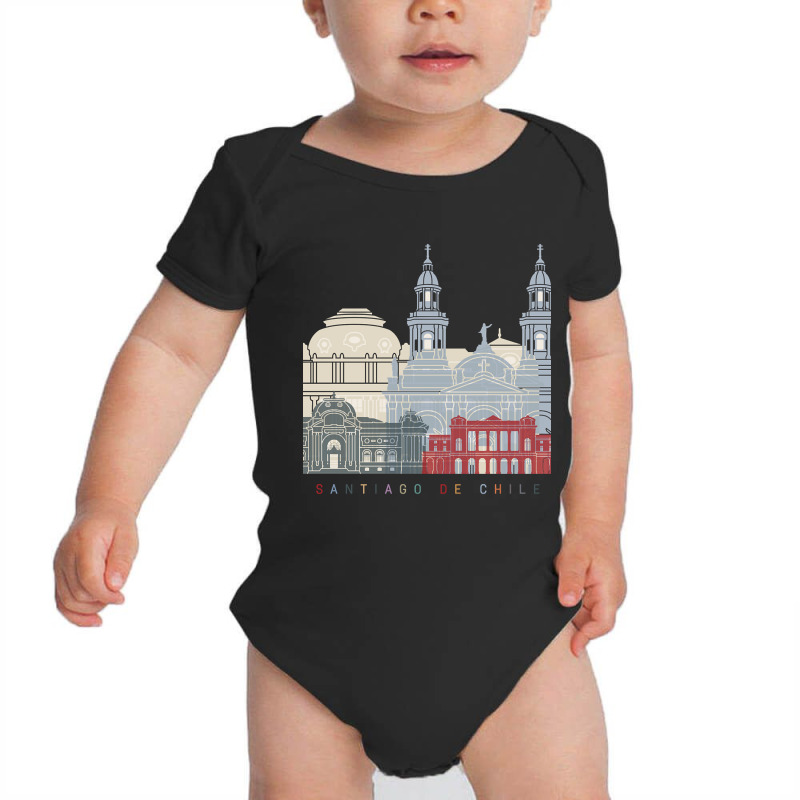 Santiago De Chile V2 Skyline Poster Baby Bodysuit | Artistshot