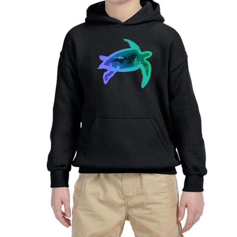 Sea Turtle Layer Cave _ Blue Green Youth Hoodie | Artistshot