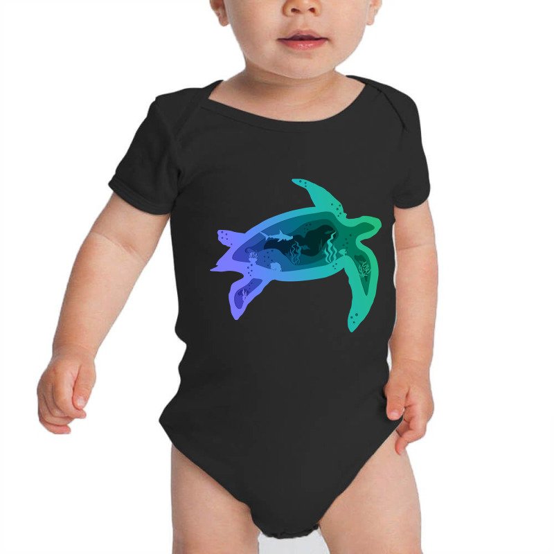 Sea Turtle Layer Cave _ Blue Green Baby Bodysuit | Artistshot