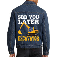 Funny Excavator  See You Later Excavator Toddler Kids Men Denim Jacket | Artistshot