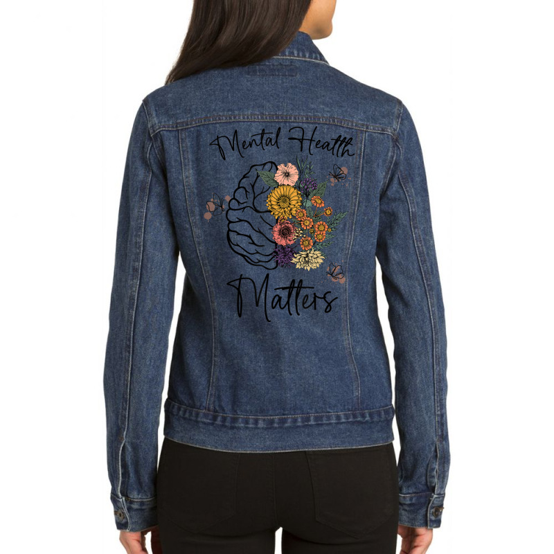 Mental Health Matters Gifts Human Brain Illness Awareness Ladies Denim Jacket by yumgaugeteuda | Artistshot