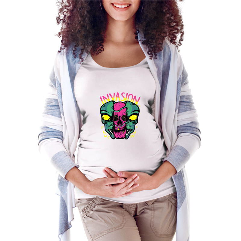 Cool Space Aliens Invasion Illustration Graphic Designs Art Maternity Scoop Neck T-shirt by shareqimbrow | Artistshot