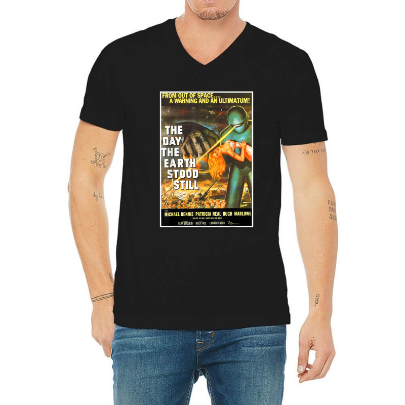 Sci Fi Robot Halloween Earth Invasion Science Fiction Space V-Neck Tee by MindyLeeLucas | Artistshot