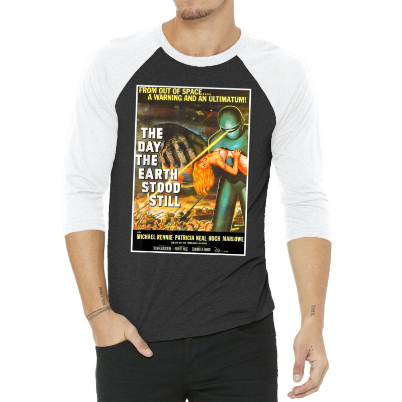 Sci Fi Robot Halloween Earth Invasion Science Fiction Space 3/4 Sleeve Shirt by MindyLeeLucas | Artistshot