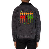 Kwanzaa Kinara Set Dripping Candles Symbols Seven Principles Pullover Unisex Sherpa-lined Denim Jacket | Artistshot